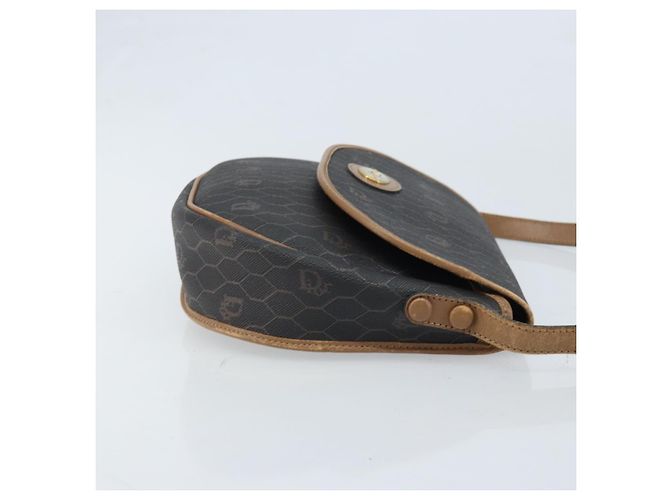 Borsa a spalla in tela a nido d'ape Christian Dior PVC nera e oro Auth ARZ506 Nero D'oro - vista 4