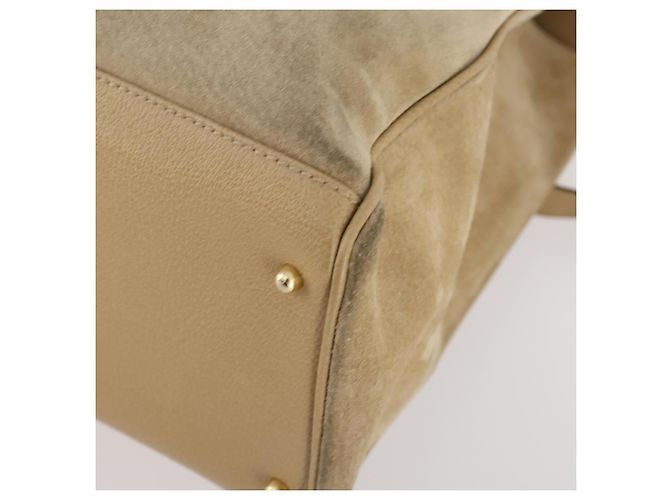 Borsa a mano in suede Gucci Bamboo 2 in 1 Beige Oro Auth LNZ043 D'oro - vista 12