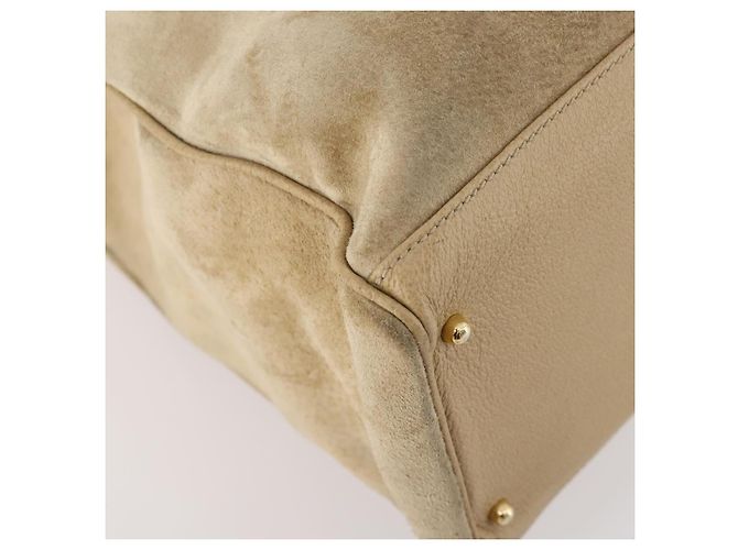 Borsa a mano in suede Gucci Bamboo 2 in 1 Beige Oro Auth LNZ043 D'oro - vista 13