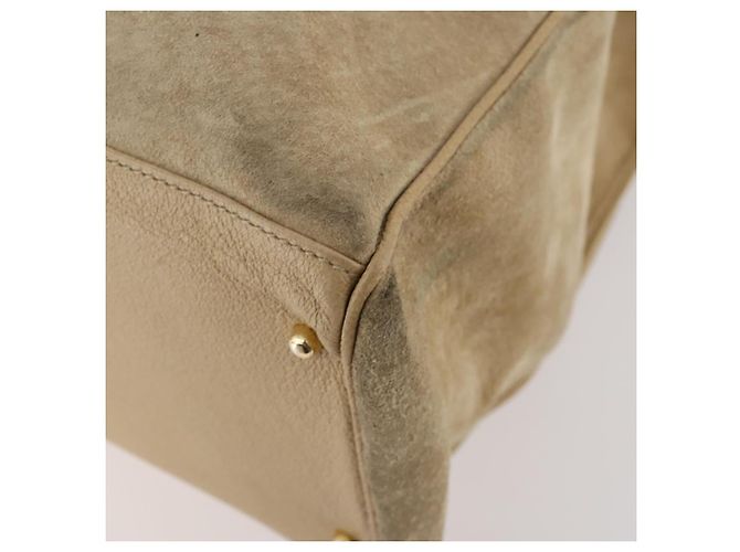 Borsa a mano in suede Gucci Bamboo 2 in 1 Beige Oro Auth LNZ043 D'oro - vista 14