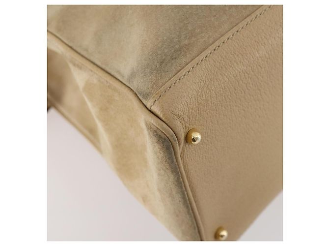 Borsa a mano in suede Gucci Bamboo 2 in 1 Beige Oro Auth LNZ043 D'oro - vista 15