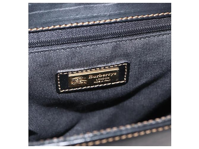 Borsa a Spalla Burberrys Nova Check in Pelle PVC Nera e Oro Auth AMZ334 Nero D'oro - vista 11
