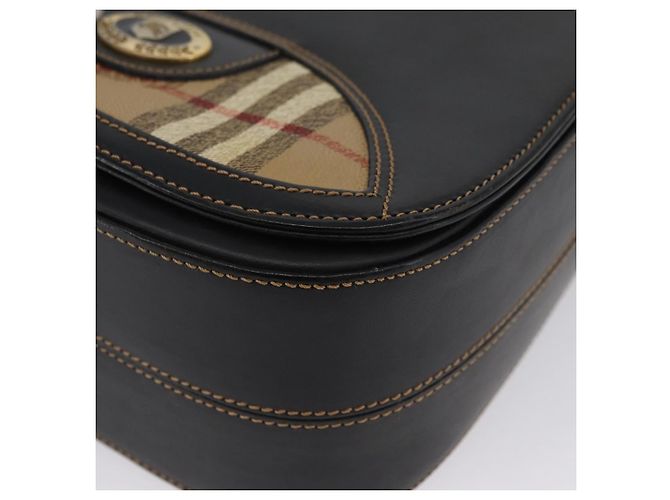 Borsa a Spalla Burberrys Nova Check in Pelle PVC Nera e Oro Auth AMZ334 Nero D'oro - vista 14