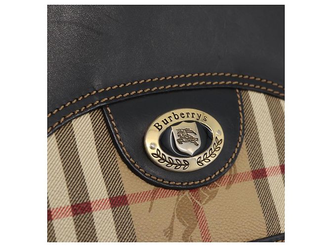 Borsa a Spalla Burberrys Nova Check in Pelle PVC Nera e Oro Auth AMZ334 Nero D'oro - vista 17