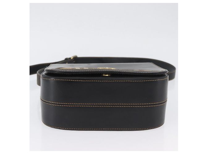 Borsa a Spalla Burberrys Nova Check in Pelle PVC Nera e Oro Auth AMZ334 Nero D'oro - vista 5