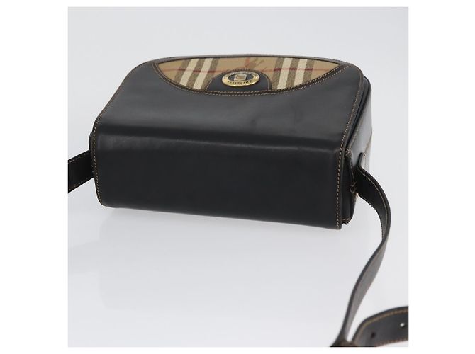 Borsa a Spalla Burberrys Nova Check in Pelle PVC Nera e Oro Auth AMZ334 Nero D'oro - vista 6