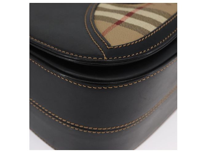 Borsa a Spalla Burberrys Nova Check in Pelle PVC Nera e Oro Auth AMZ334 Nero D'oro - vista 9