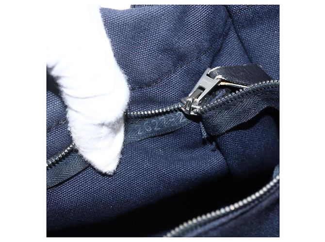 Hermès HERMES Borsa Fourre Tout PM in Tela Blu Navy Argento Auth BAZ597 - vista 19