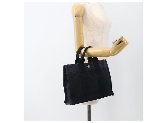 Hermès HERMES Borsa Fourre Tout PM in Tela Blu Navy Argento Auth BAZ597 - vista 21