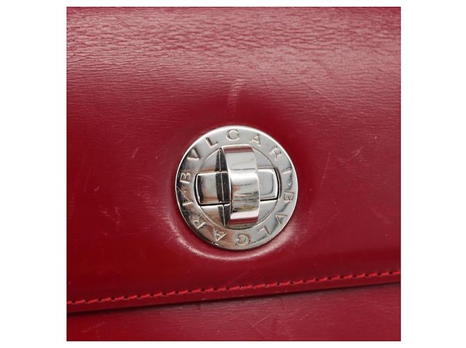 Bulgari BVLGARI Handtasche aus Leder 2 in 1 rot silber authentisch 173889A - Ansicht 19