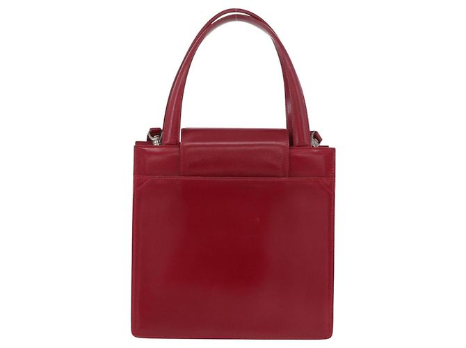 Bulgari BVLGARI Handtasche aus Leder 2 in 1 rot silber authentisch 173889A - Ansicht 2