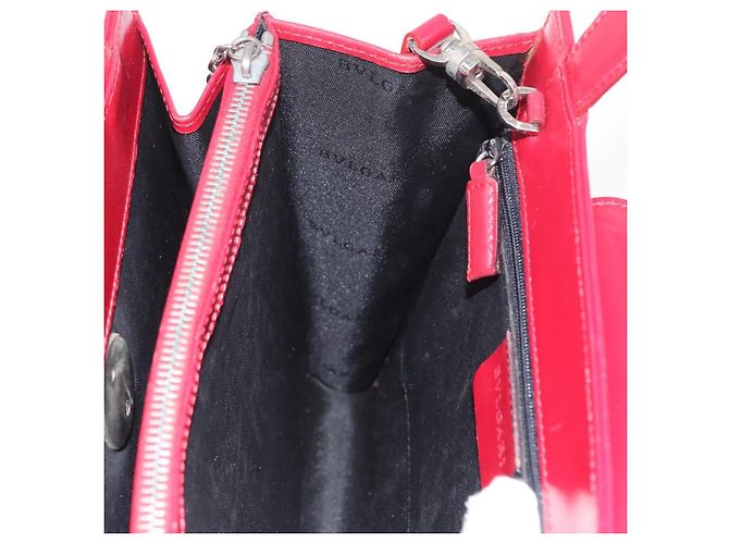 Bulgari BVLGARI Handtasche aus Leder 2 in 1 rot silber authentisch 173889A - Ansicht 22