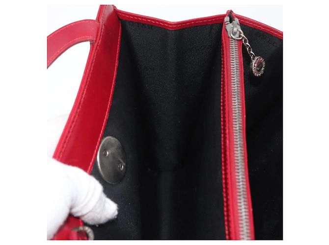 Bulgari BVLGARI Handtasche aus Leder 2 in 1 rot silber authentisch 173889A - Ansicht 24