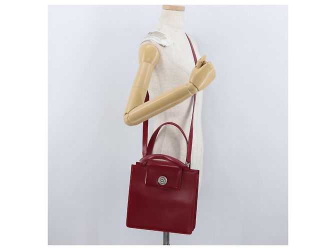 Bulgari BVLGARI Handtasche aus Leder 2 in 1 rot silber authentisch 173889A - Ansicht 27