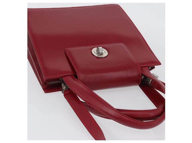 Bulgari BVLGARI Handtasche aus Leder 2 in 1 rot silber authentisch 173889A - Ansicht 6