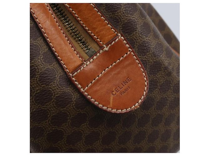 Céline Borsa a mano in tela Macadam CELINE in pelle PVC marrone oro Auth YKZ166A D'oro - vista 17