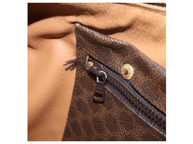 Céline Borsa a mano in tela Macadam CELINE in pelle PVC marrone oro Auth YKZ166A D'oro - vista 22