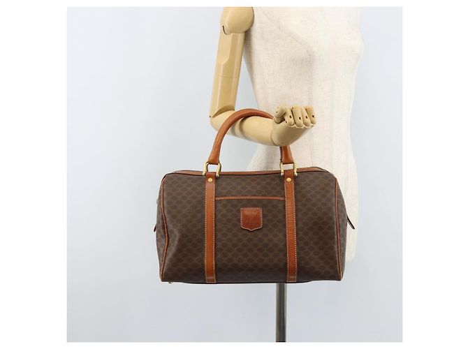 Céline Borsa a mano in tela Macadam CELINE in pelle PVC marrone oro Auth YKZ166A D'oro - vista 24