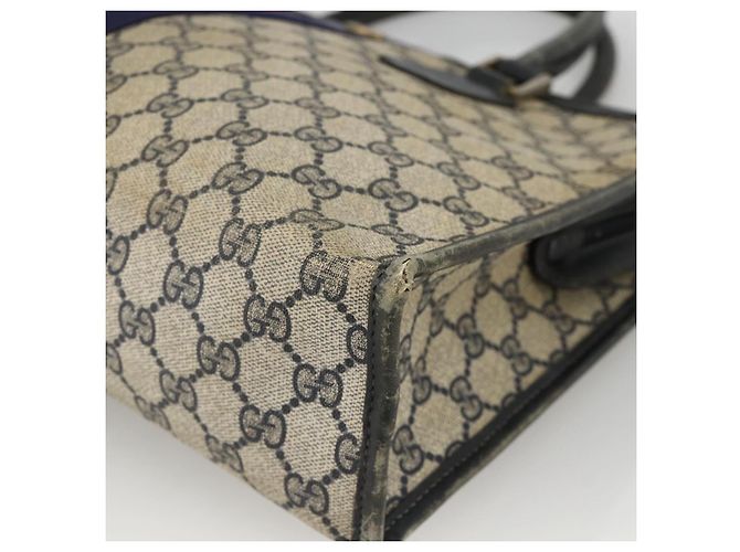 Borsa a mano GUCCI GG Supreme Sherry Line PVC Blu Navy Oro 010 378 Auth BAZ548 D'oro - vista 11