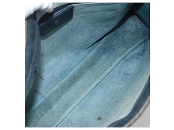 Borsa a mano GUCCI GG Supreme Sherry Line PVC Blu Navy Oro 010 378 Auth BAZ548 D'oro - vista 17