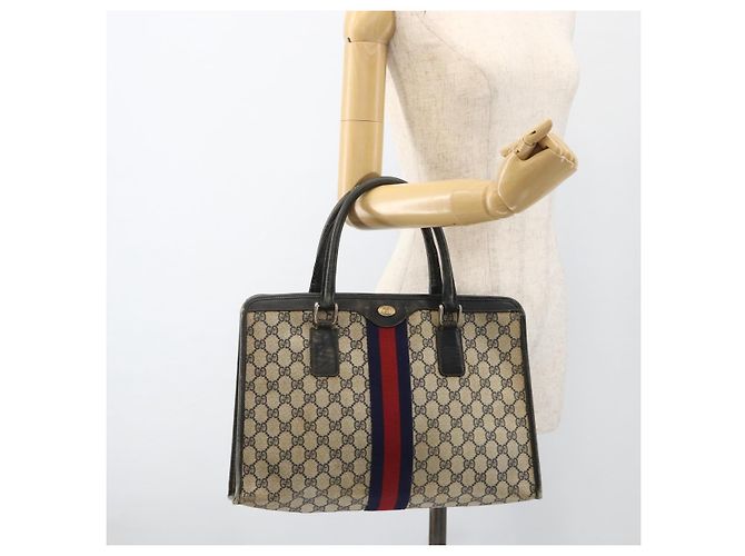 Borsa a mano GUCCI GG Supreme Sherry Line PVC Blu Navy Oro 010 378 Auth BAZ548 D'oro - vista 23