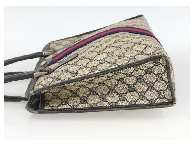 Borsa a mano GUCCI GG Supreme Sherry Line PVC Blu Navy Oro 010 378 Auth BAZ548 D'oro - vista 4