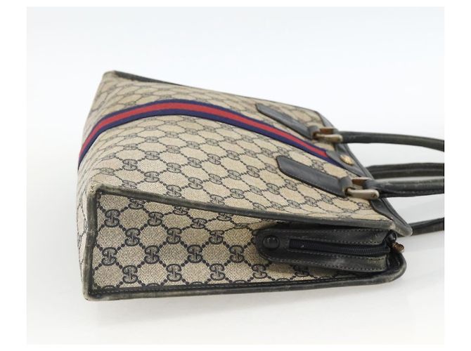 Borsa a mano GUCCI GG Supreme Sherry Line PVC Blu Navy Oro 010 378 Auth BAZ548 D'oro - vista 5