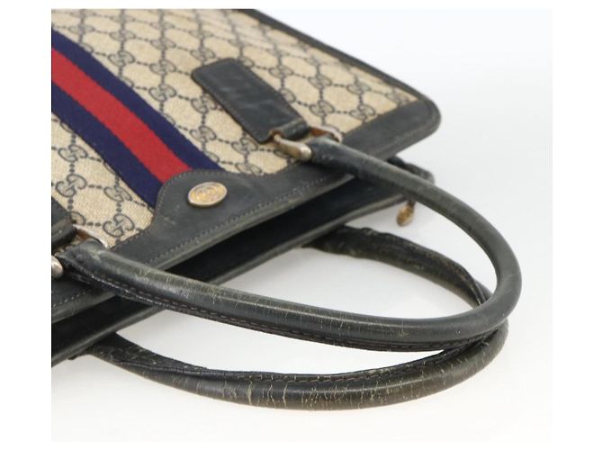 Borsa a mano GUCCI GG Supreme Sherry Line PVC Blu Navy Oro 010 378 Auth BAZ548 D'oro - vista 8