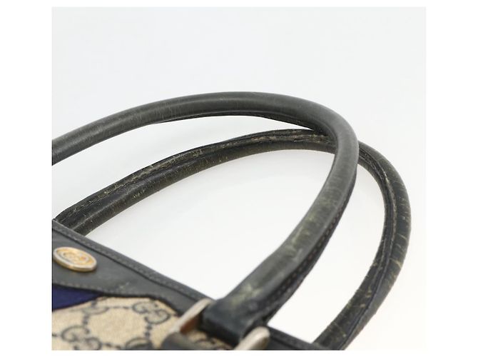 Borsa a mano GUCCI GG Supreme Sherry Line PVC Blu Navy Oro 010 378 Auth BAZ548 D'oro - vista 9