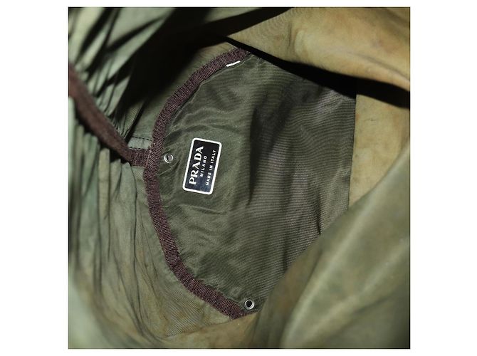 PRADA Schultertasche Nylon Khaki Silber Authentisch bs33915 - Ansicht 10