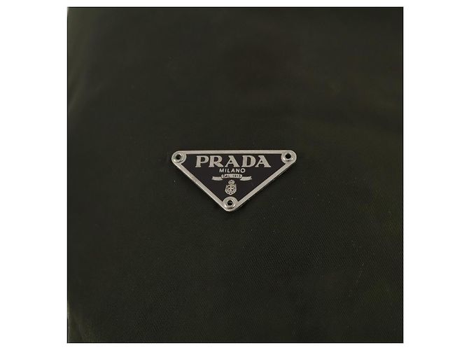 PRADA Schultertasche Nylon Khaki Silber Authentisch bs33915 - Ansicht 18