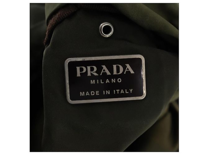 PRADA Schultertasche Nylon Khaki Silber Authentisch bs33915 - Ansicht 21