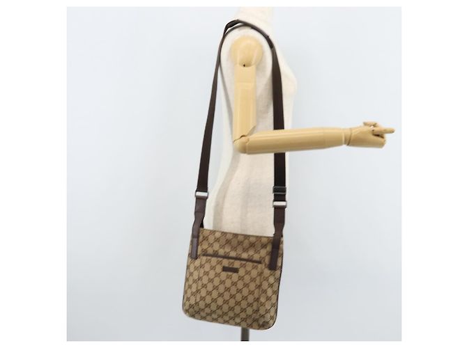 Borsa a Spalla GG Canvas Gucci Beige Argento 122793 Auth LNZ763 - vista 24