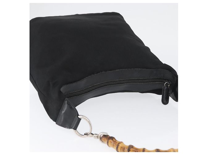 Borsa a Spalla Gucci Bamboo Nylon Nero Argento 000 0531 Auth ka3282 - vista 6