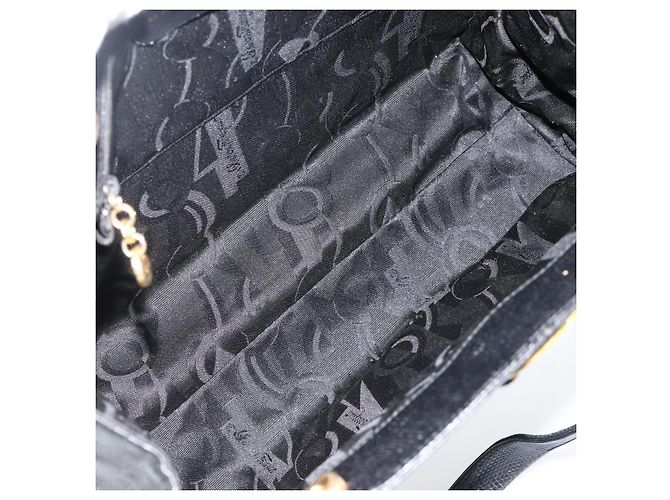 Borsa Tote Vala in pelle nera e oro Salvatore Ferragamo Auth gh1943 Nero D'oro - vista 16