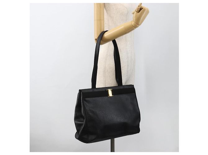 Borsa Tote Vala in pelle nera e oro Salvatore Ferragamo Auth gh1943 Nero D'oro - vista 21