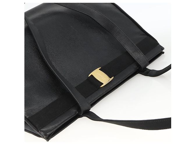 Borsa Tote Vala in pelle nera e oro Salvatore Ferragamo Auth gh1943 Nero D'oro - vista 6