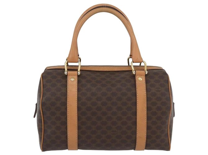 Céline Borsa a mano in tela Macadam CELINE in pelle PVC marrone oro Auth ka3443 D'oro - vista 2