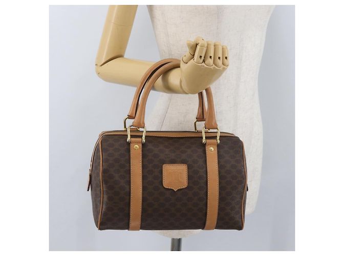 Céline Borsa a mano in tela Macadam CELINE in pelle PVC marrone oro Auth ka3443 D'oro - vista 22