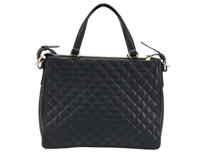 Borsa a mano Vala in pelle 2 in 1 nera e dorata di Salvatore Ferragamo Auth gh1879 - vista 2