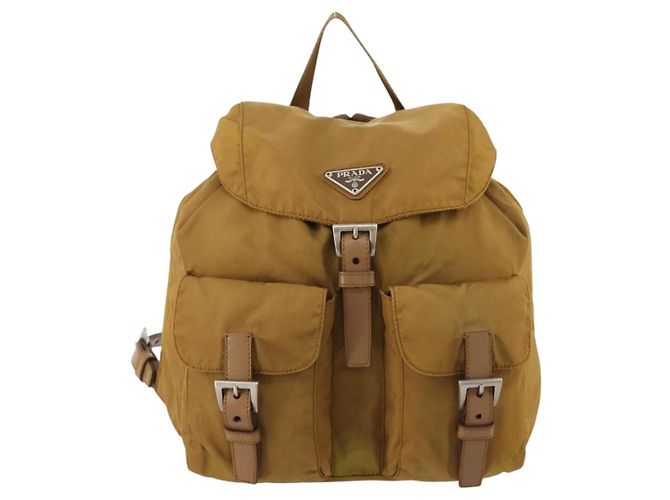 PRADA Backpack Nylon Beige Silver Auth 173115 Silvery - view 13