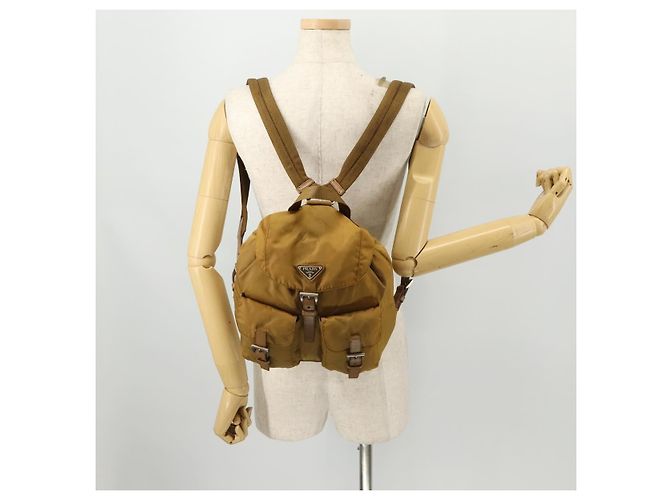 PRADA Backpack Nylon Beige Silver Auth 173115 Silvery - view 30