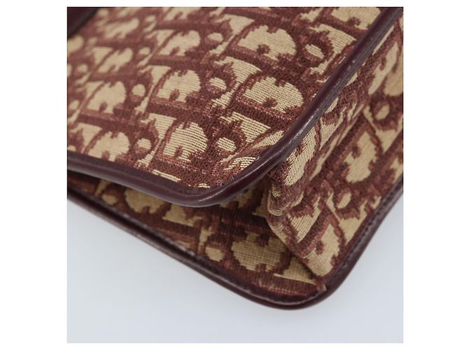 Borsa a spalla in tela Trotter Christian Dior rossa e oro Auth LNZ657 Rosso D'oro - vista 13