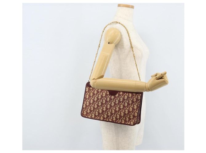 Borsa a spalla in tela Trotter Christian Dior rossa e oro Auth LNZ657 Rosso D'oro - vista 18