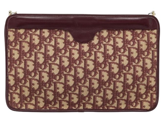 Borsa a spalla in tela Trotter Christian Dior rossa e oro Auth LNZ657 Rosso D'oro - vista 2