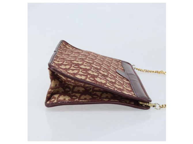 Borsa a spalla in tela Trotter Christian Dior rossa e oro Auth LNZ657 Rosso D'oro - vista 4