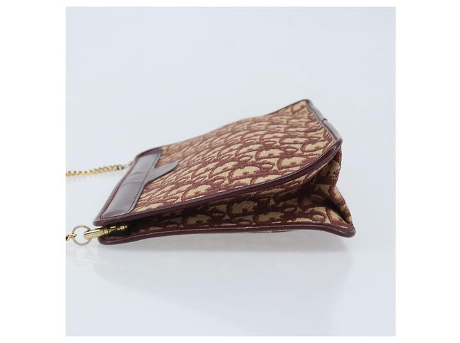 Borsa a spalla in tela Trotter Christian Dior rossa e oro Auth LNZ657 Rosso D'oro - vista 5