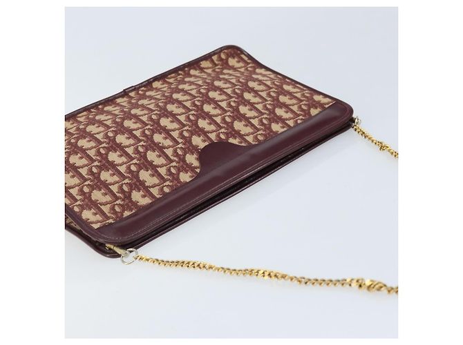 Borsa a spalla in tela Trotter Christian Dior rossa e oro Auth LNZ657 Rosso D'oro - vista 6