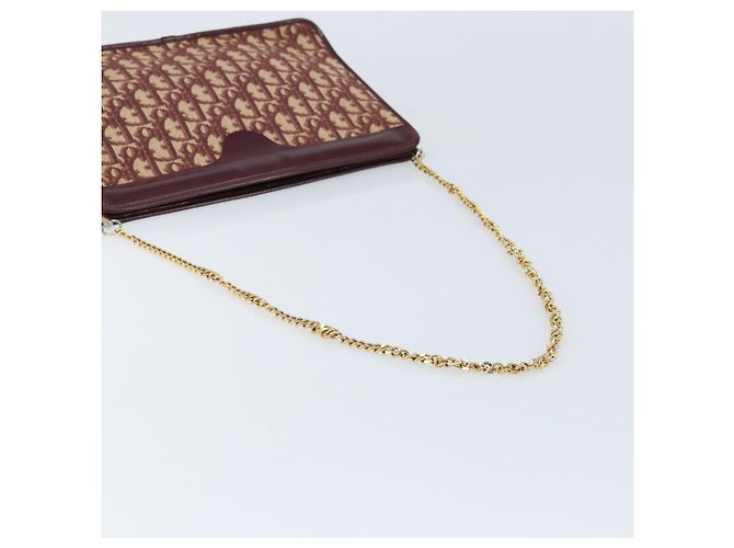 Borsa a spalla in tela Trotter Christian Dior rossa e oro Auth LNZ657 Rosso D'oro - vista 7