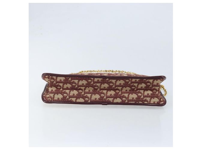 Borsa a spalla in tela Trotter Christian Dior rossa e oro Auth LNZ657 Rosso D'oro - vista 9